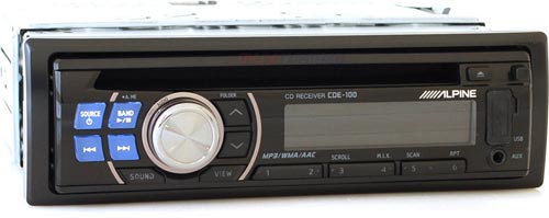 Alpine CDE-100 In-Dash CD/MP3/WMA/AAC/AM/FM Receiver with Front USB and Aux Inputs 