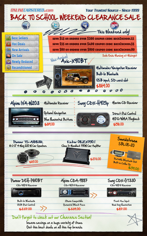 OnlineCarStereo - Back to school Sale